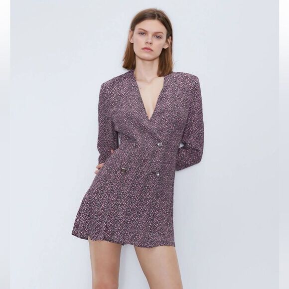 ZARA FLORAL PRINTED JUMPSUIT BLAZER - Picture 1 of 10